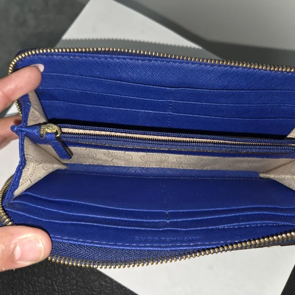 Michael Kors Jetset Lg Card Case Carryall Leather Wallet Blue Sapphire - Picture 4 of 7